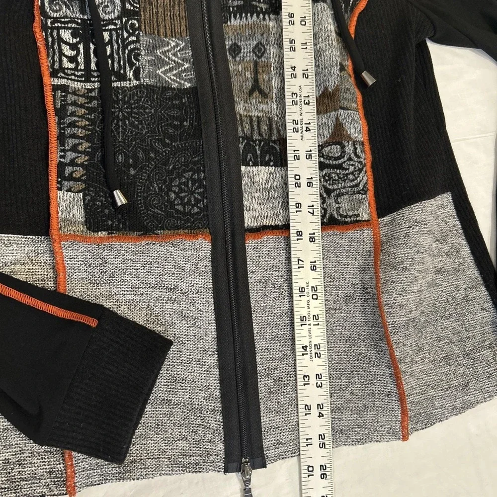 Bali Full Zip Jacket Women 1X Black Patchwork Mixed Media Ribbed Canada - Picture 6 of 8